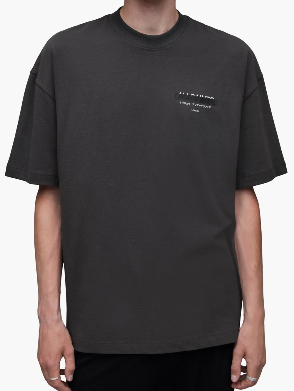 All Saints Redact Mock Neck Graphic T-Shirt